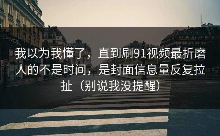 我以为我懂了，直到刷91视频最折磨人的不是时间，是封面信息量反复拉扯（别说我没提醒）